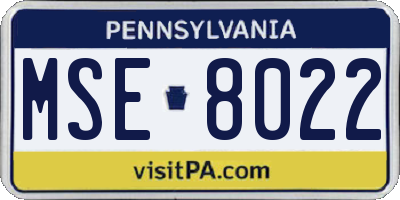 PA license plate MSE8022
