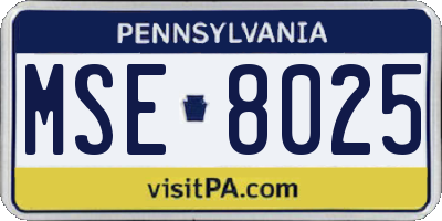 PA license plate MSE8025