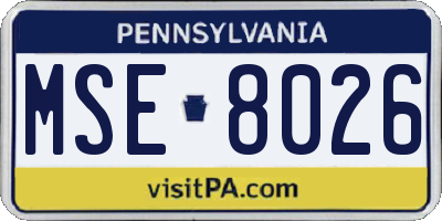 PA license plate MSE8026