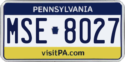 PA license plate MSE8027