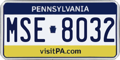 PA license plate MSE8032