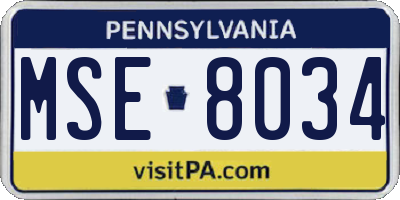 PA license plate MSE8034