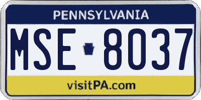 PA license plate MSE8037