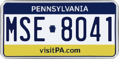 PA license plate MSE8041