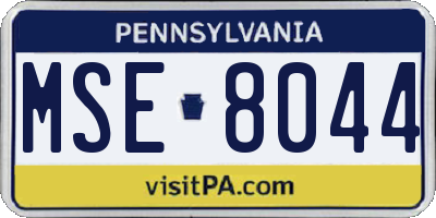 PA license plate MSE8044