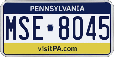 PA license plate MSE8045