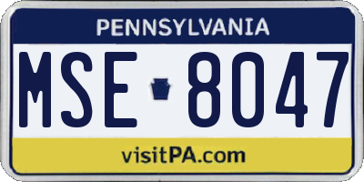 PA license plate MSE8047