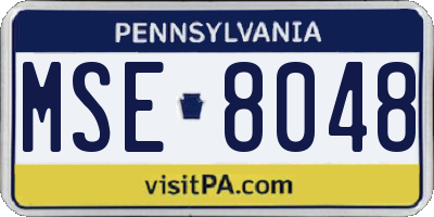 PA license plate MSE8048