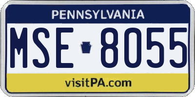 PA license plate MSE8055