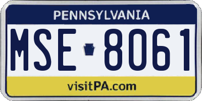 PA license plate MSE8061