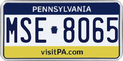 PA license plate MSE8065