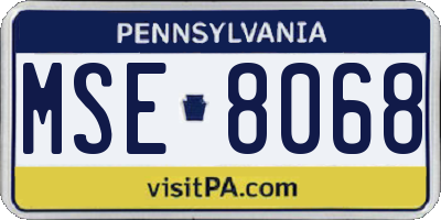 PA license plate MSE8068