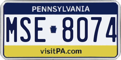 PA license plate MSE8074