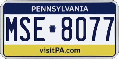 PA license plate MSE8077