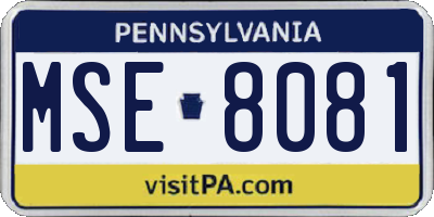 PA license plate MSE8081