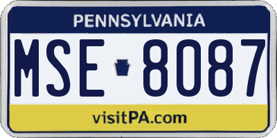 PA license plate MSE8087