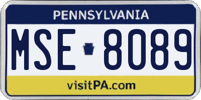 PA license plate MSE8089
