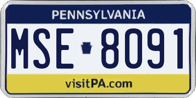 PA license plate MSE8091