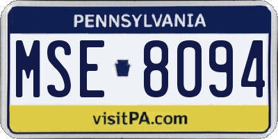 PA license plate MSE8094
