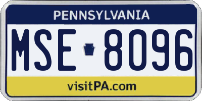 PA license plate MSE8096