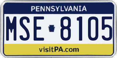 PA license plate MSE8105