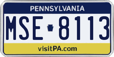 PA license plate MSE8113