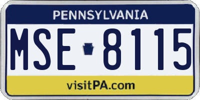 PA license plate MSE8115