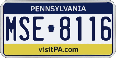 PA license plate MSE8116