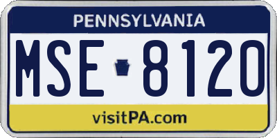 PA license plate MSE8120