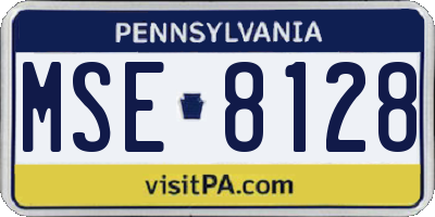 PA license plate MSE8128