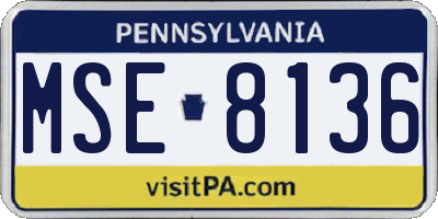 PA license plate MSE8136