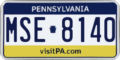 PA license plate MSE8140