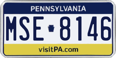PA license plate MSE8146