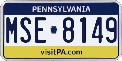 PA license plate MSE8149