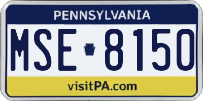 PA license plate MSE8150