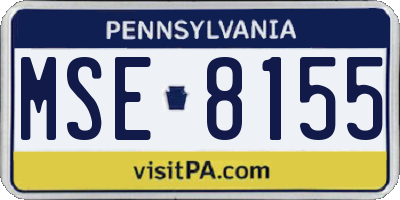 PA license plate MSE8155