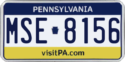 PA license plate MSE8156