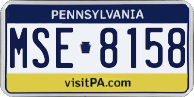 PA license plate MSE8158