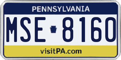 PA license plate MSE8160