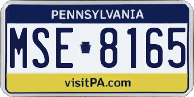 PA license plate MSE8165