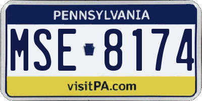 PA license plate MSE8174