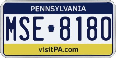 PA license plate MSE8180
