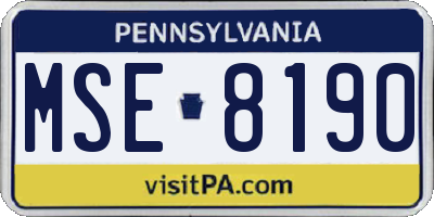 PA license plate MSE8190