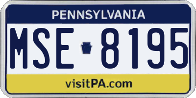 PA license plate MSE8195