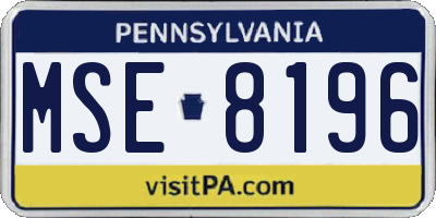 PA license plate MSE8196