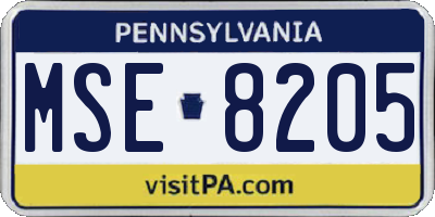 PA license plate MSE8205