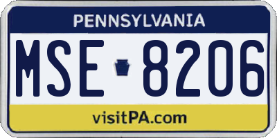 PA license plate MSE8206