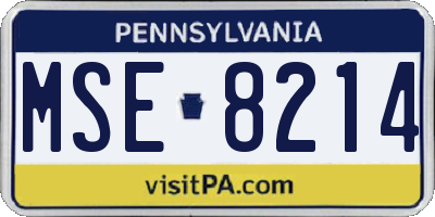PA license plate MSE8214