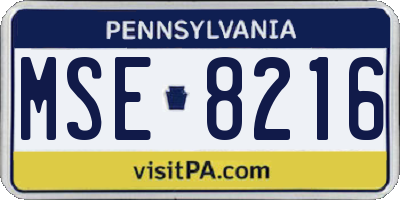 PA license plate MSE8216
