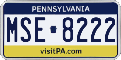 PA license plate MSE8222